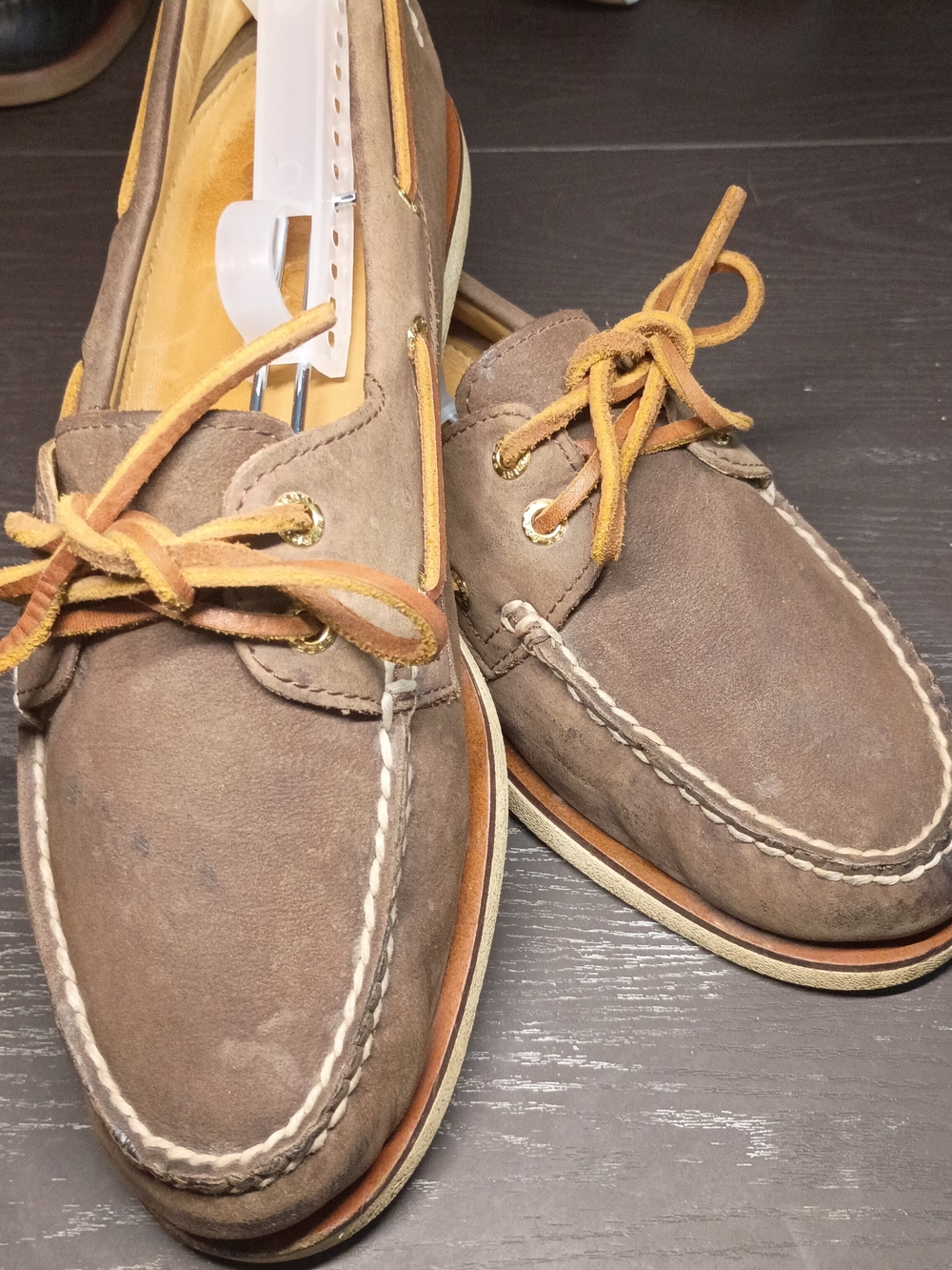 Sperry GOLD CUP Brown Suede Boat Shoes with Tan Laces Mens 9M. Good Shape